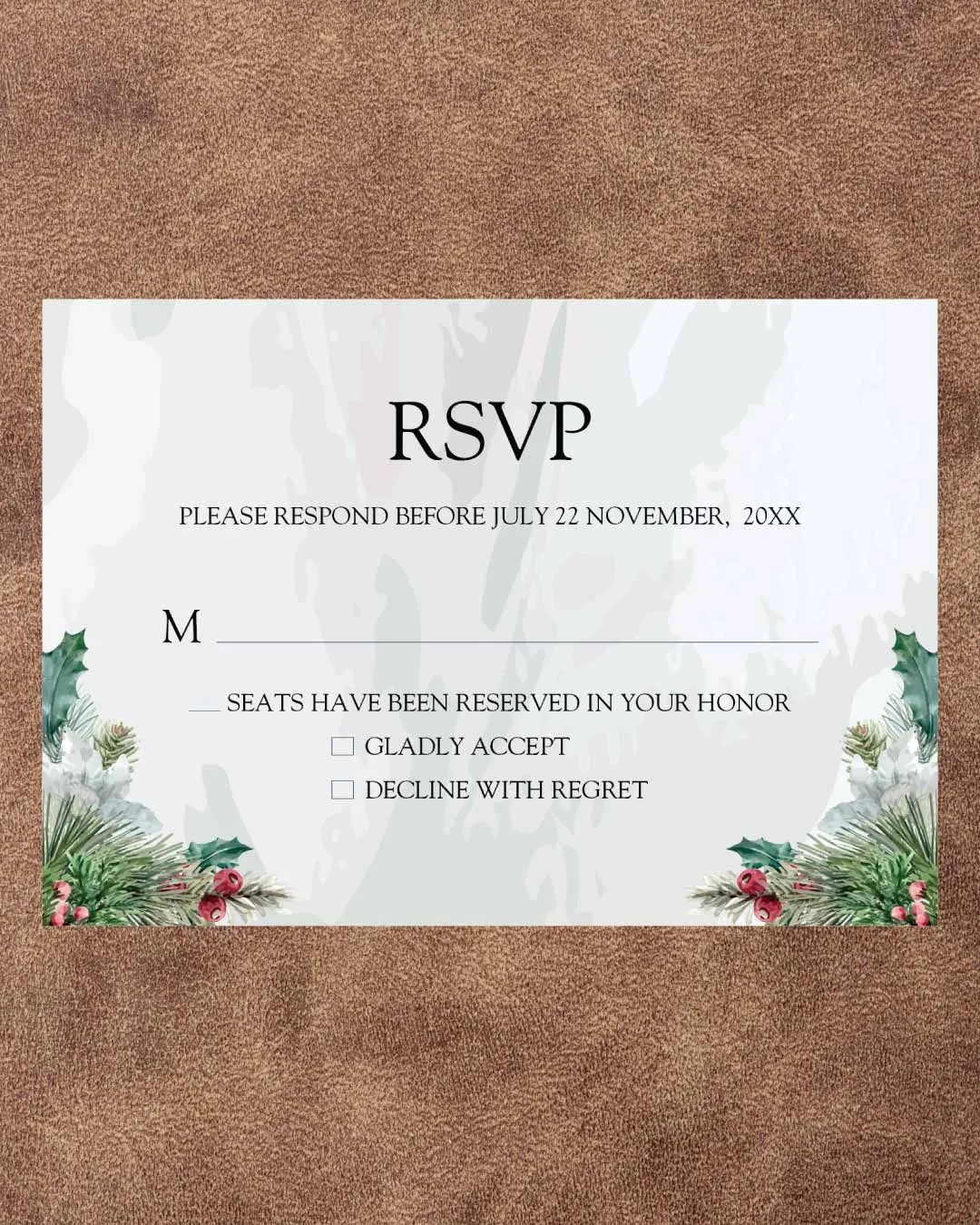 Realistic Pine Tree Simple Flat 5x7 Wedding Invitation