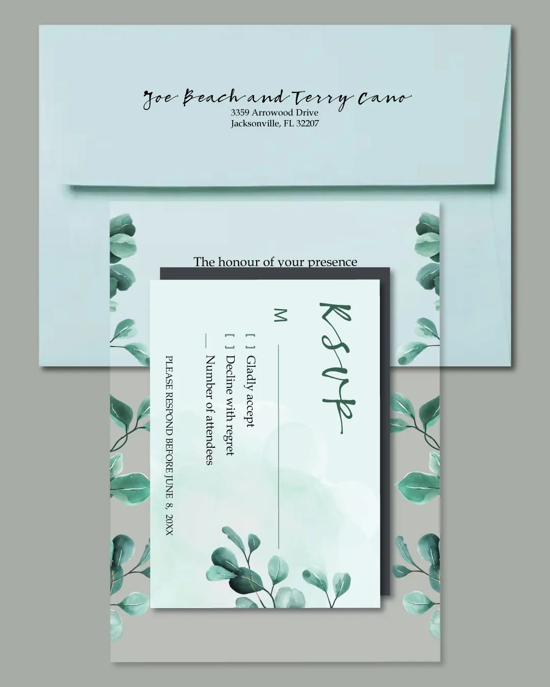 Eucalyptus Leaves Acrylic Wedding Invitation