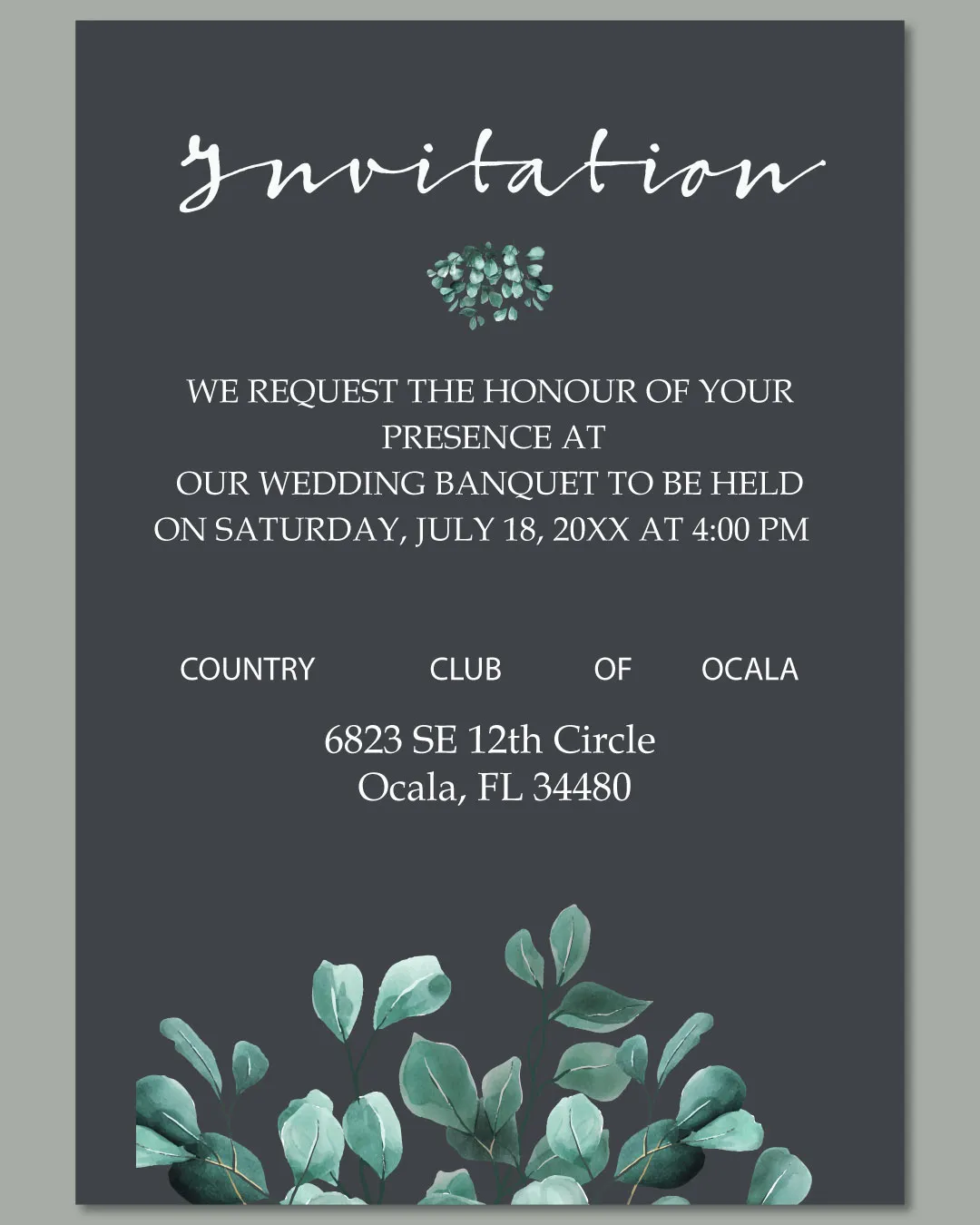 Eucalyptus Leaves Acrylic Wedding Invitation