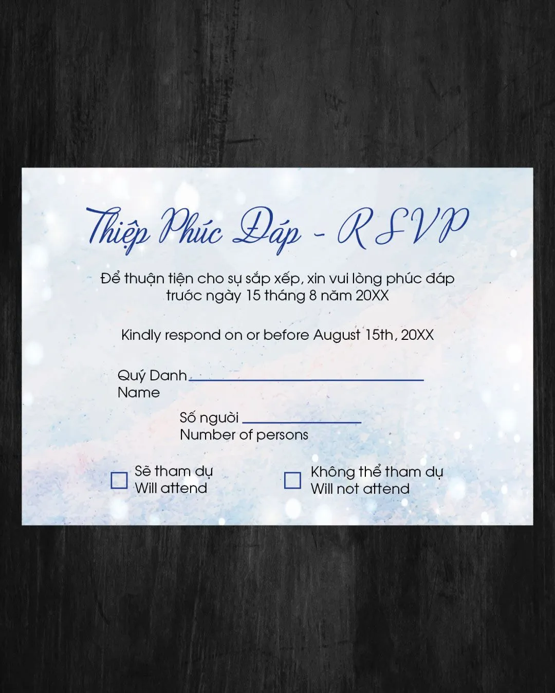 Blue Snow Simple Flat 5x7 Wedding Invitation
