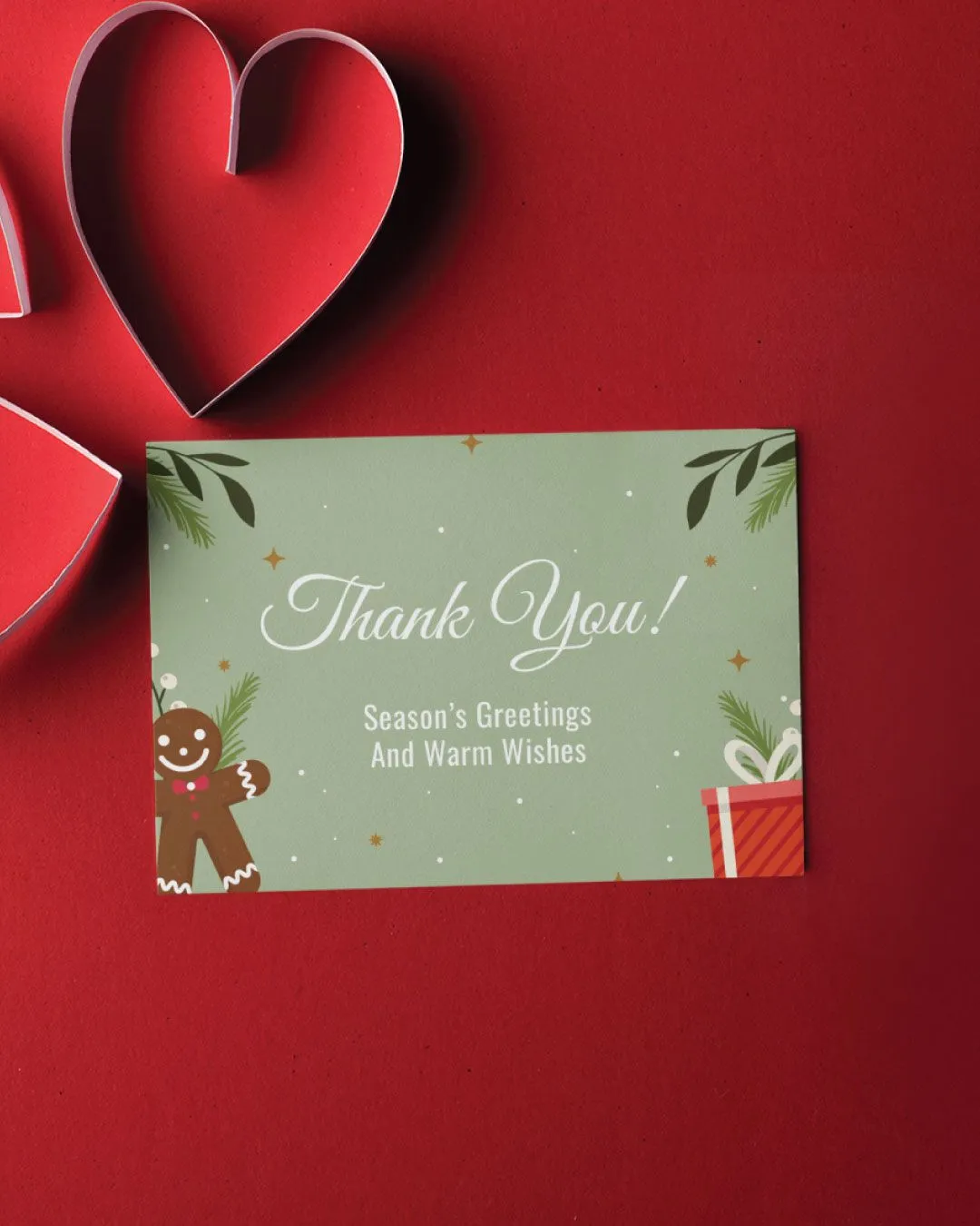 Green Christmas Cookie Thanks Cards
