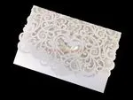 CL-SLIDER-66 MMM White Fleur De Lis Laser Cut Wedding Invitation