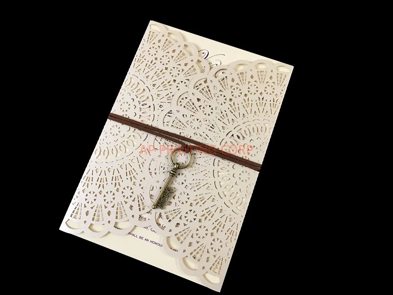 CL-WRAP-66 M-N Midnight Fleur De Lis 4 Peel Laser Cut Wedding Invitation