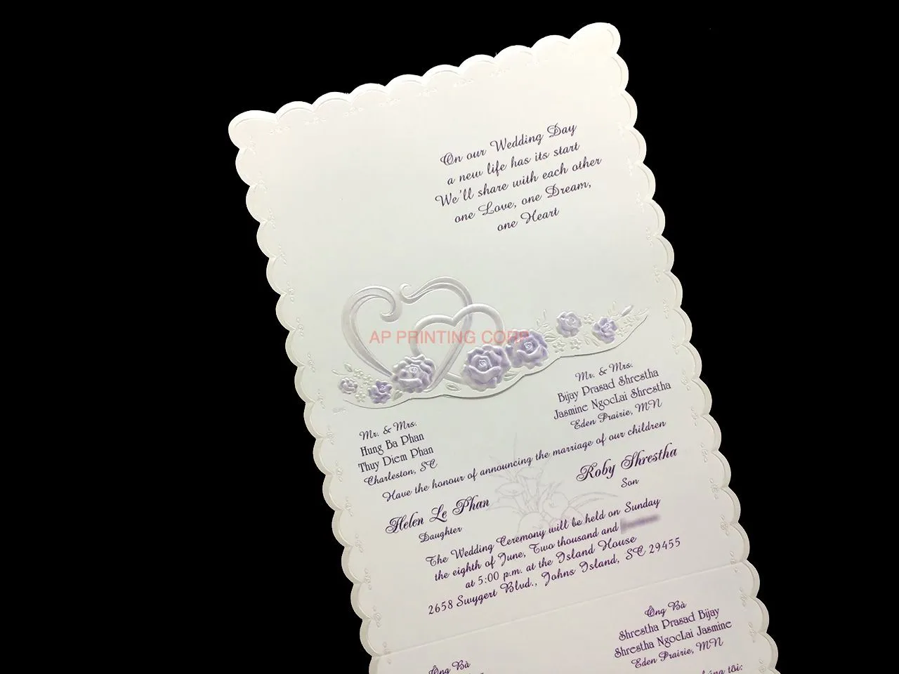 K5618 [I-11] Roseate Reverie Hearts Wedding Invitation