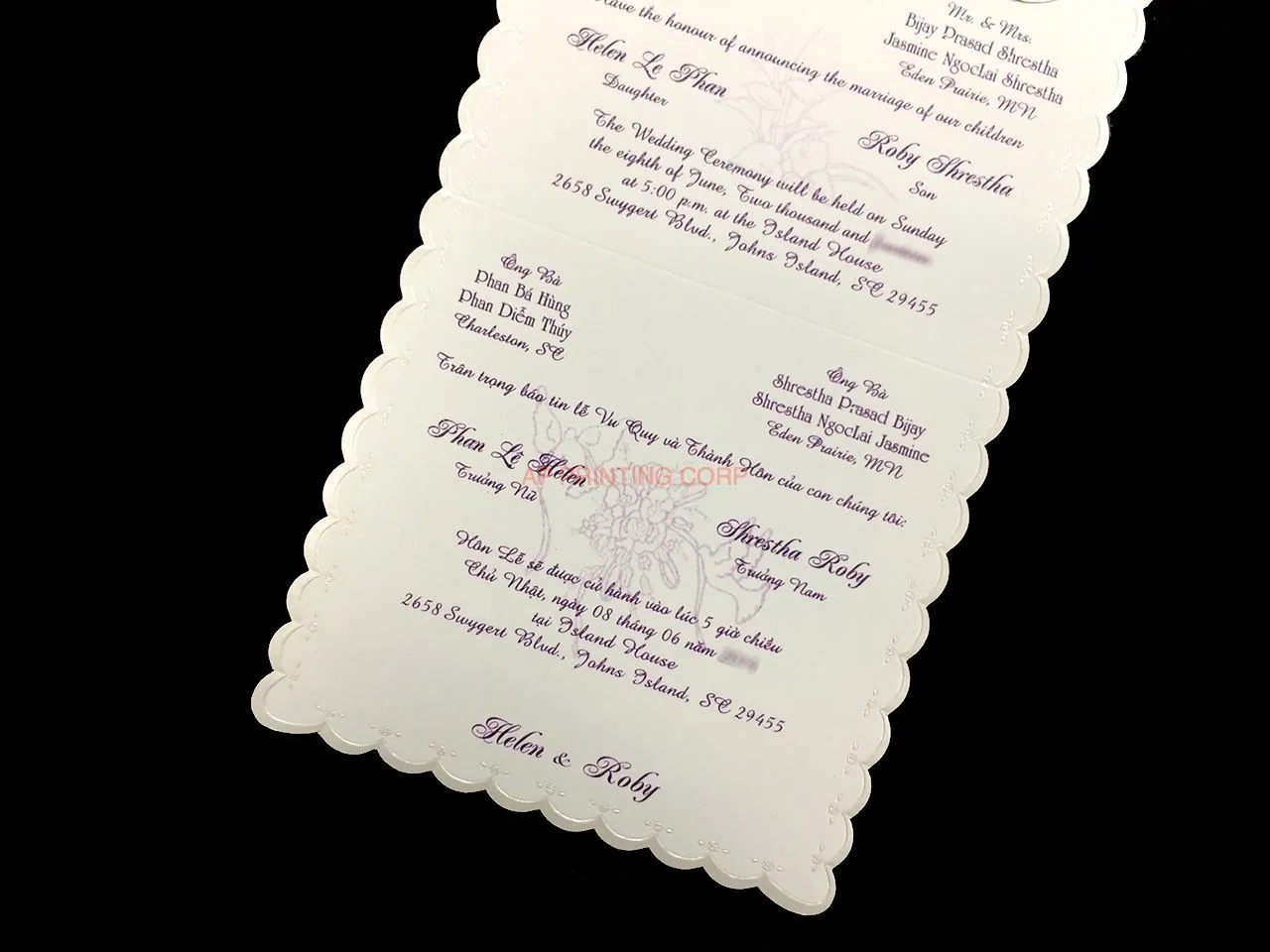 K5618 [I-11] Roseate Reverie Hearts Wedding Invitation