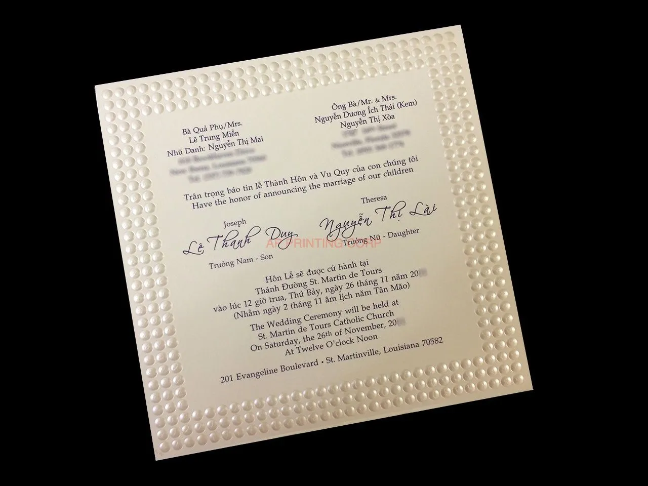 K7532 [I-11] Vietnamese & English Wedding Invitation