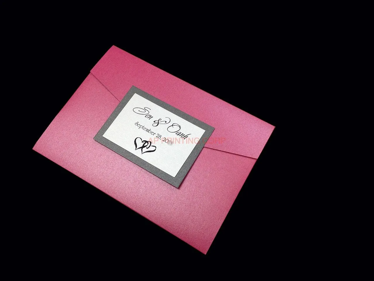 PAL-R-57-MMM Azalea, Ionised, Ice Silver Pocket & Folder Invitation