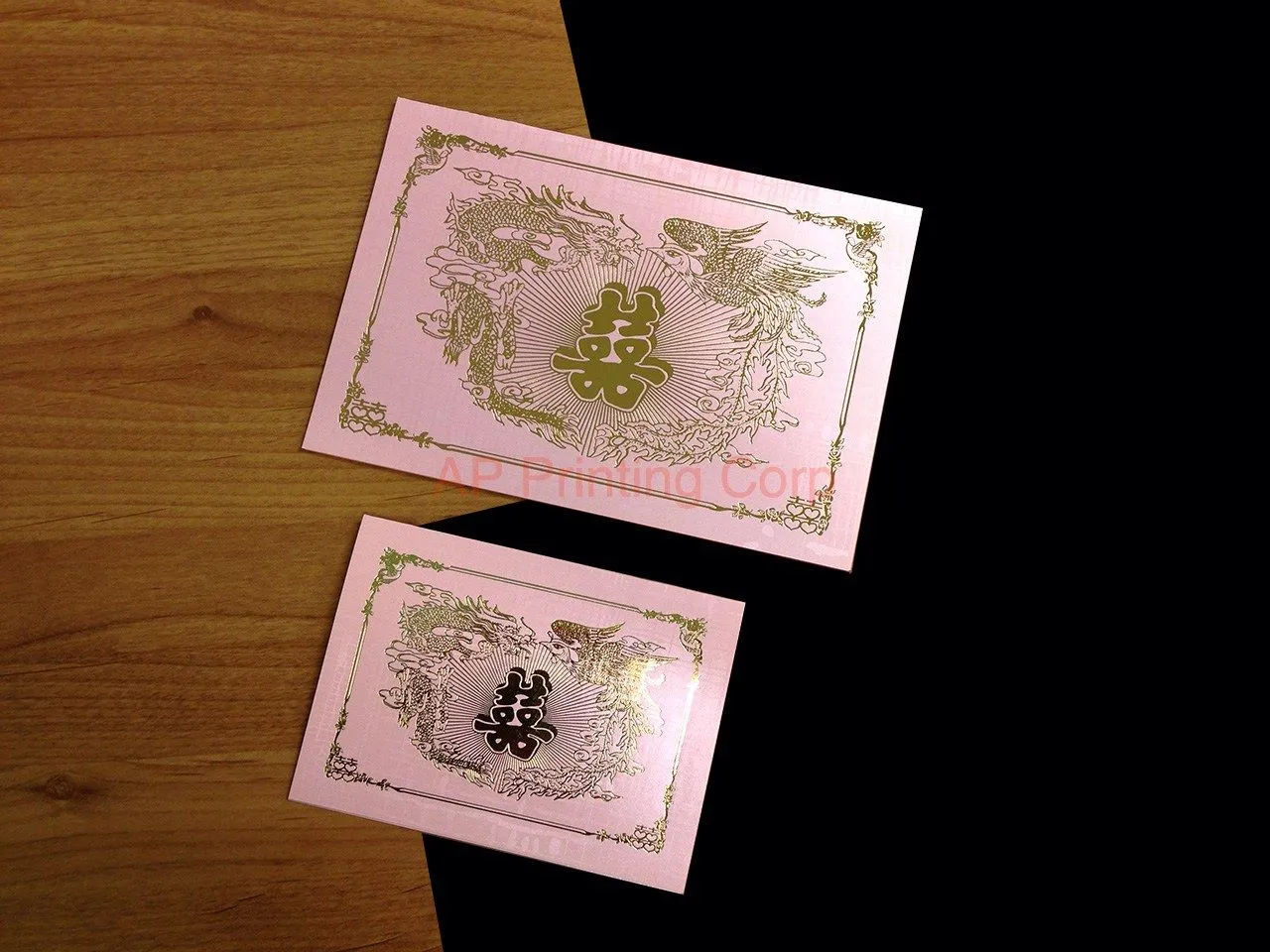RP9-HT-V [V-L-01] Silken Spirits Dragon & Phoenix Wedding Invitation