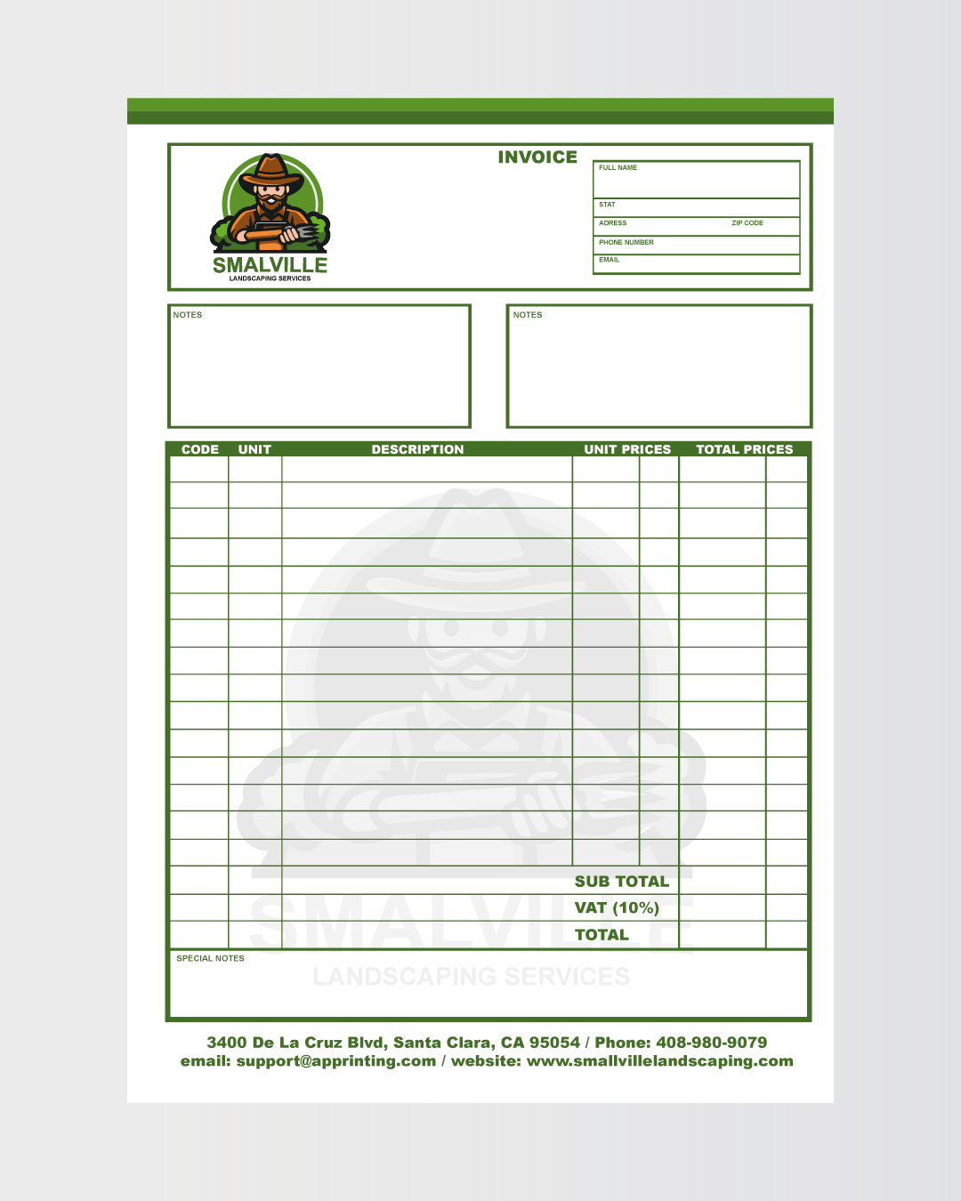 Landscaping Carbonless Form