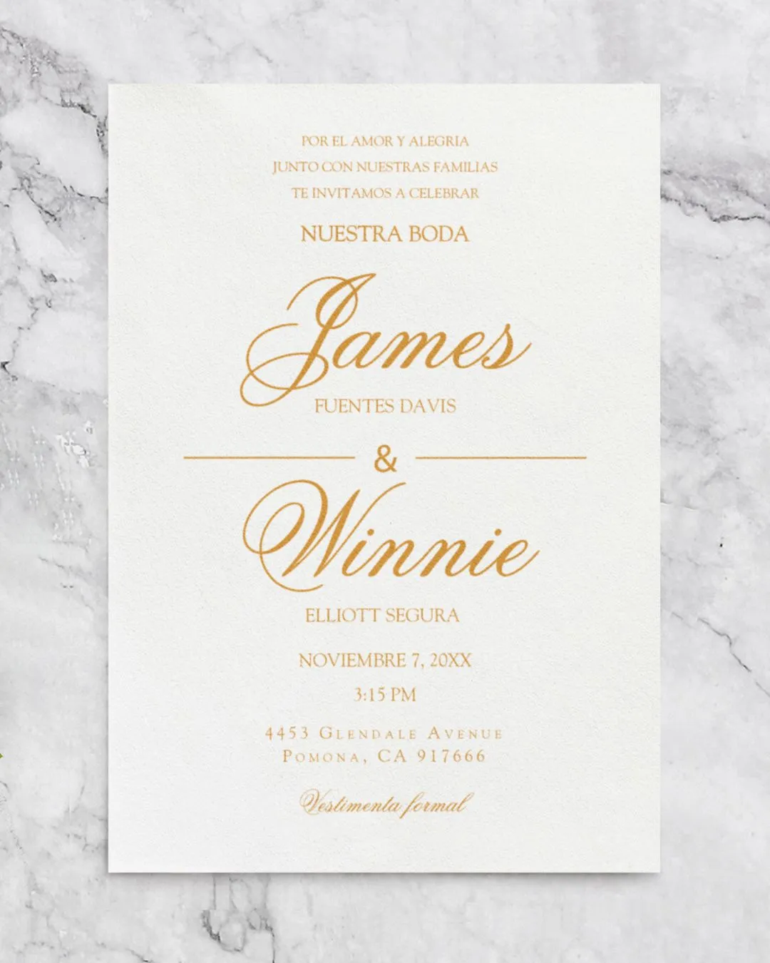 Golden Script Elegance Simple Flat 5x7 Wedding Invitation 1