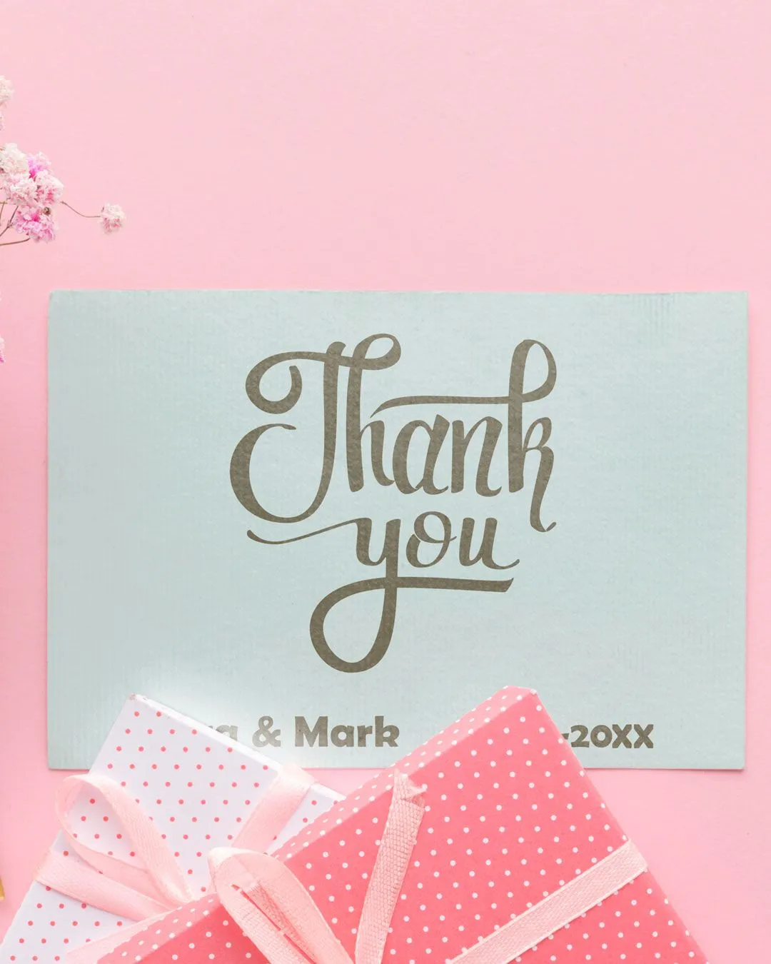 Sky Blue Design Thank You Cards Wedding 1