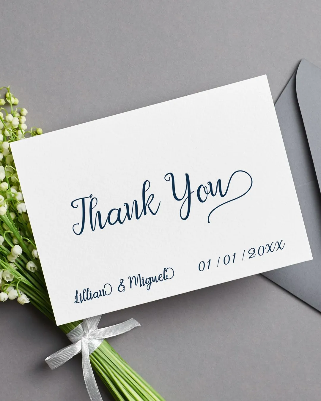 Simple Classic White Thank You Cards Wedding