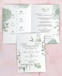 Forest Green Leaves Half Fold Vietnamese & English Wedding Invitation