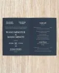 Deep Blue Invitation Half Fold Vietnamese & English Wedding Invitation