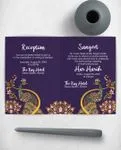 Peacock and Crystal Flowers Half Fold Wedding Invitation