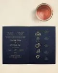 Luxurious Golden Motif Half Fold Vietnamese & English Wedding Invitation
