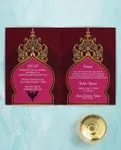Jeweled Floral Paisley Half Fold Wedding Invitation