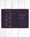 Purple With Golden Pattern Half Fold Vietnamese & English Wedding Invitation
