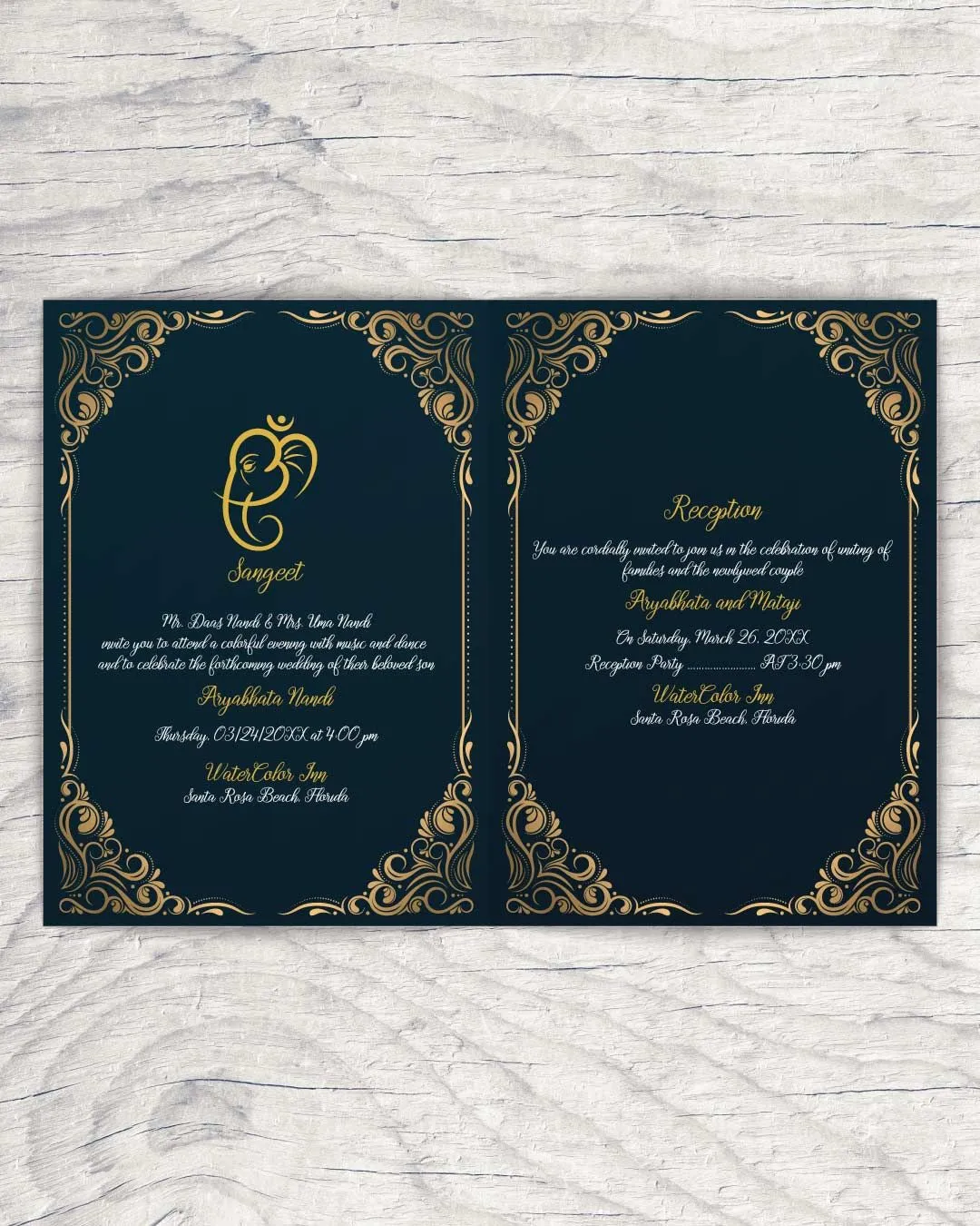 Luxury with Elephant Symbol Half Fold Wedding Invitation