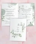 Forest Green Leaves Half Fold Vietnamese & English Wedding Invitation