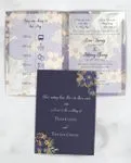 Blue And Yellow Flowers Half Fold Vietnamese & English Wedding Invitation
