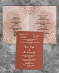 Rough Peach Brushstrokes Half Fold Vietnamese & English Wedding Invitation