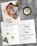Decorations & Couple's Photo Half Fold Spanish & English Wedding Invitation