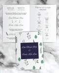 Minimalistic Leaves And Trees Half Fold Vietnamese & English Wedding Invitation