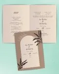 Simple Nude Invitation Half Fold Vietnamese & English Wedding Invitation