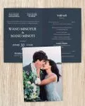 Deep Blue Invitation Half Fold Vietnamese & English Wedding Invitation
