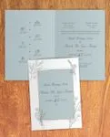 Dull Emerald Drawn Half Fold Vietnamese & English Wedding Invitation