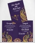 Peacock and Crystal Flowers Half Fold Wedding Invitation