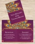 Extravagant Peacock Feathers Half Fold Wedding Invitation