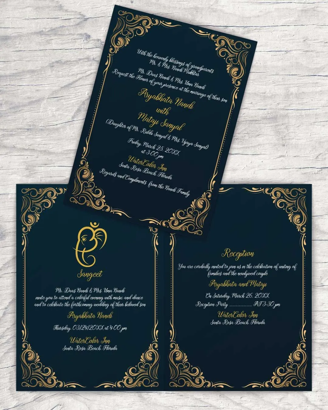 Luxury with Elephant Symbol Half Fold Wedding Invitation