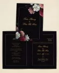 Realistic Shaded Flower Half Fold Vietnamese & English Wedding Invitation