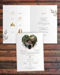 Geometric Heart And Leaves Half Fold Vietnamese & English Wedding Invitation