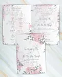 Soft Pink Flowers Half Fold Vietnamese & English Wedding Invitation