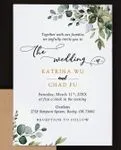 Botanical Greenery Simple Flat 5x7 Wedding Invitation 2