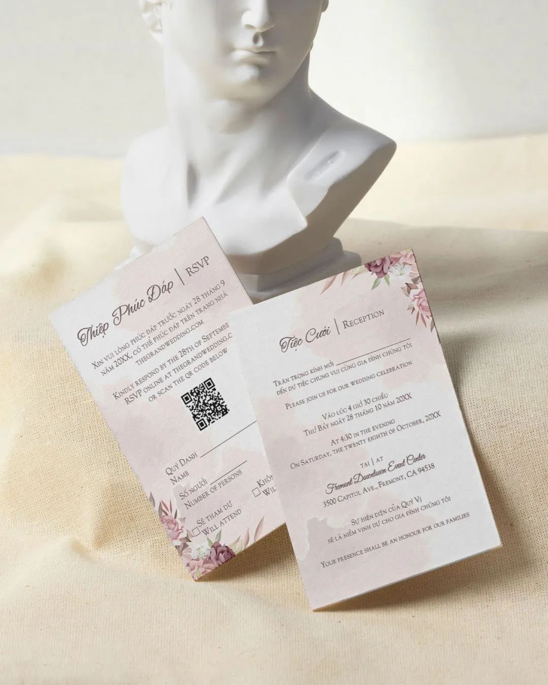 Beautiful Boho Simple Flat 5x7 Wedding Invitation 2