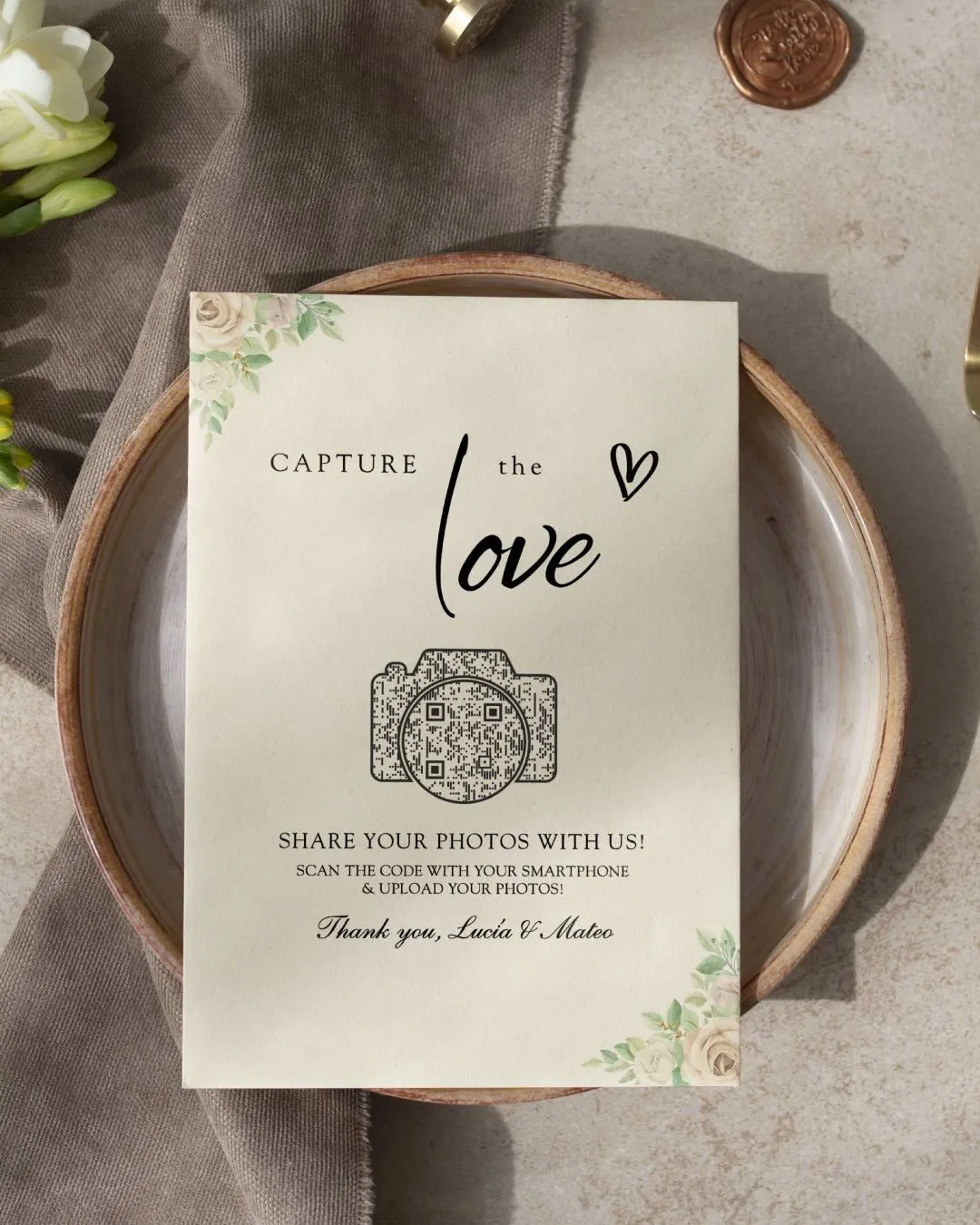 Elegant Ivory Blooms Wedding Menu Cards 2