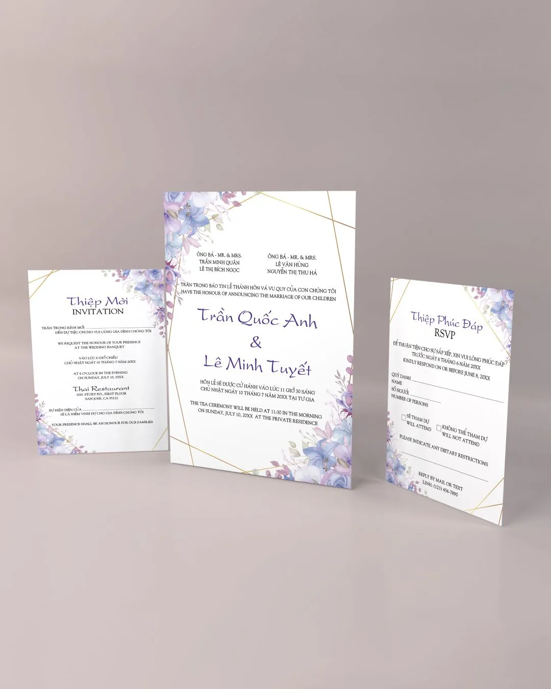 Fairy Tale Flowers Simple Flat 5x7 Wedding Invitation 2