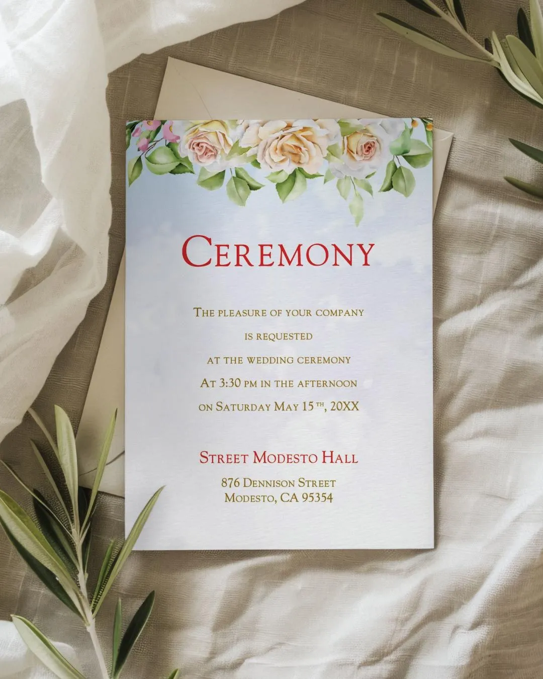 Asian Fusion Simple Flat 5x7 Wedding Invitation 3
