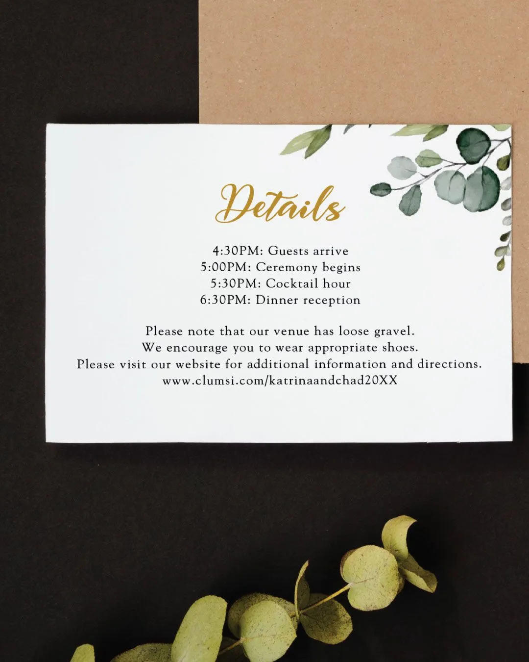 Botanical Greenery Simple Flat 5x7 Wedding Invitation 3
