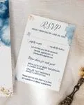 Blue and Gold Dreams Simple Flat 5x7 Wedding Invitation 3