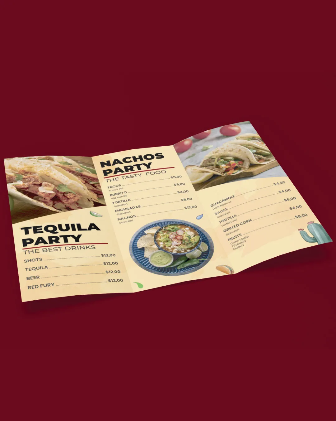 Mexican Burgundy To-Go Menus