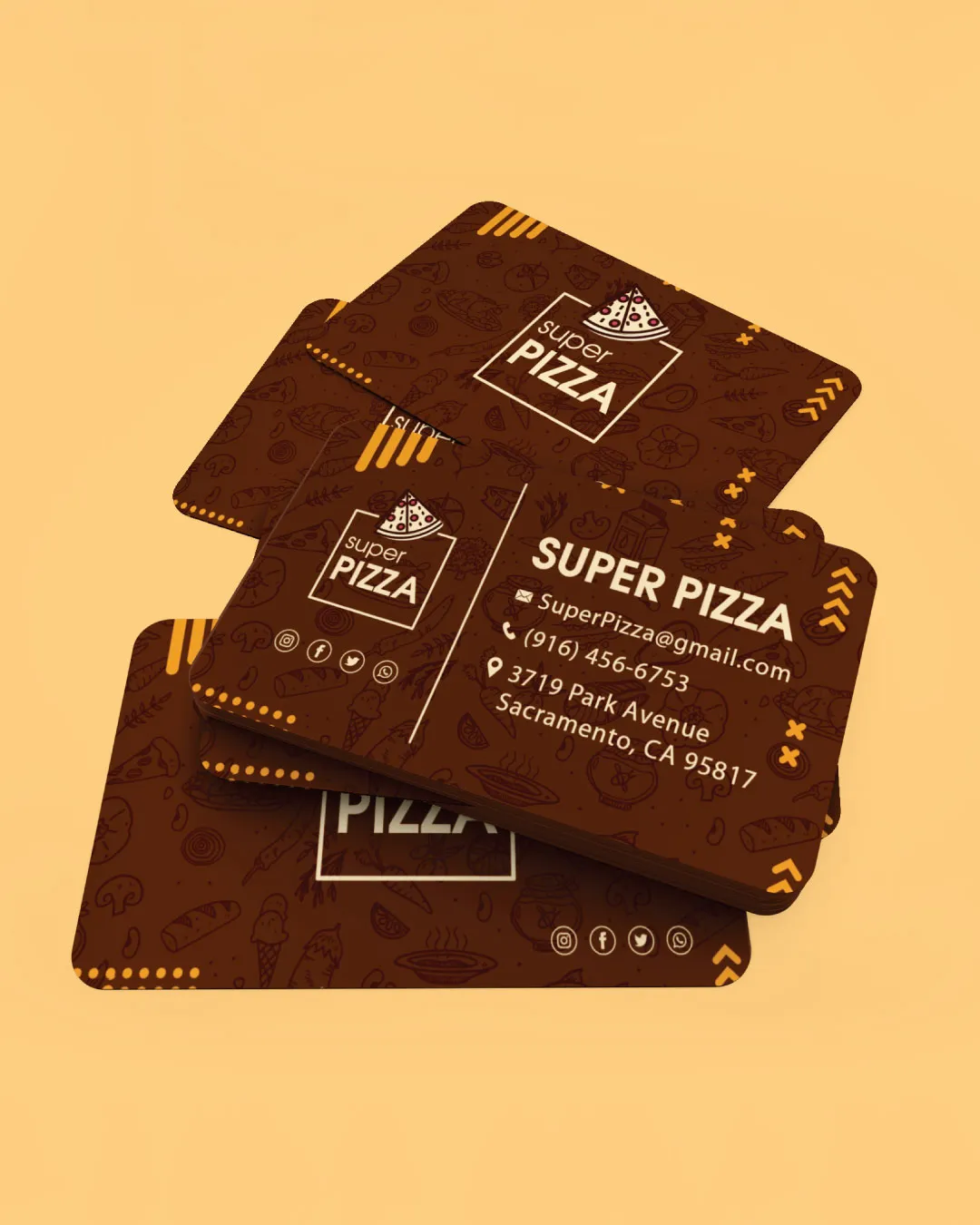 Cartoon Food Background Business Cards