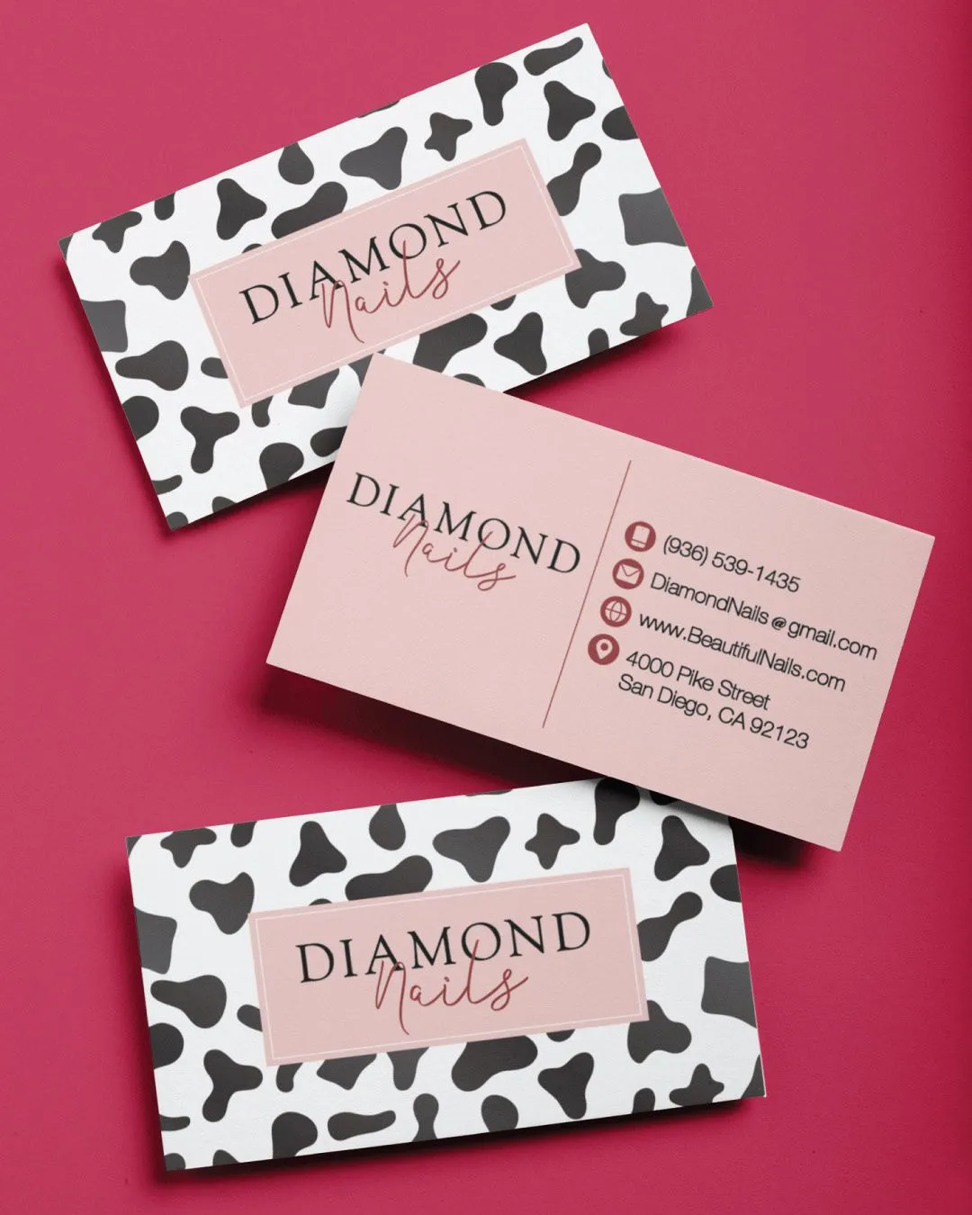 Cowhide Spots with Pink Business Cards