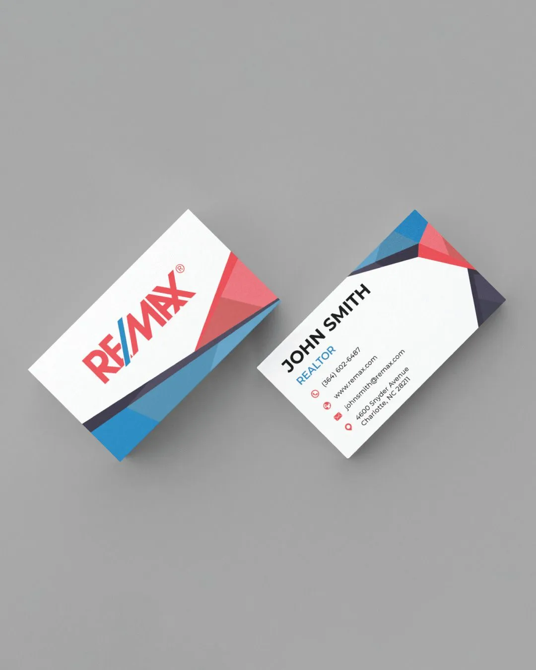 Remax Blue and Red Geometric Business Cards
