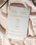 Golden Floral Elegance Simple Flat 5x7 Wedding Invitation 1