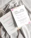 Soft Pink and Flowers Simple Flat 5x7 Wedding Invitation 1
